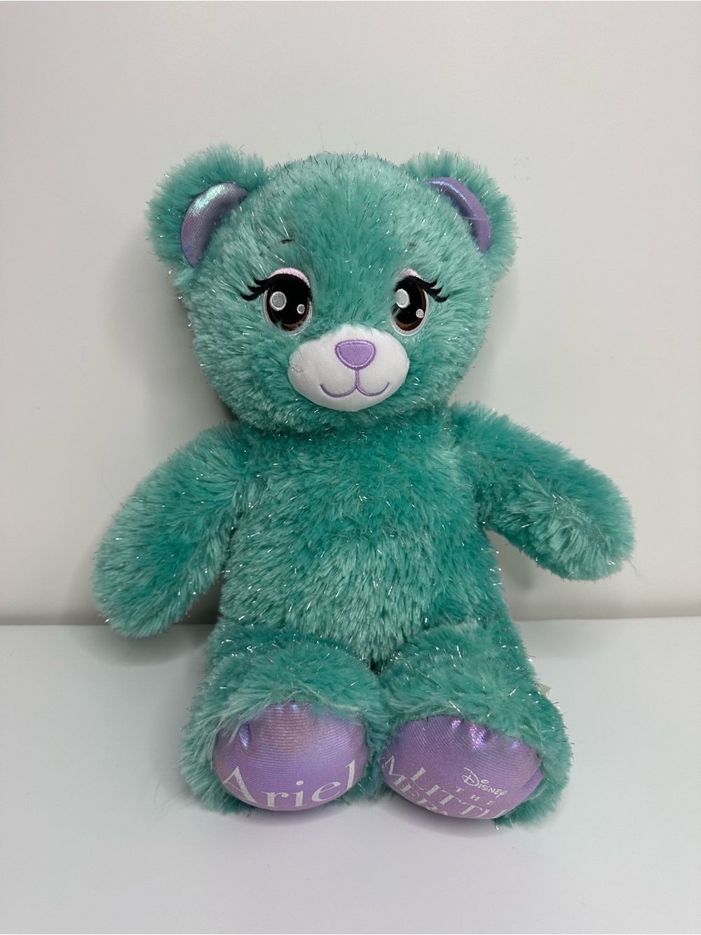 Build-A-Bear Disney Ariel Little Mermaid Teal Sparkle Plush Bear Sound